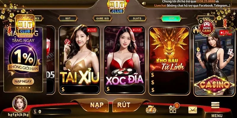 Trải nghiệm các siêu phẩm live game tại Hitclub 